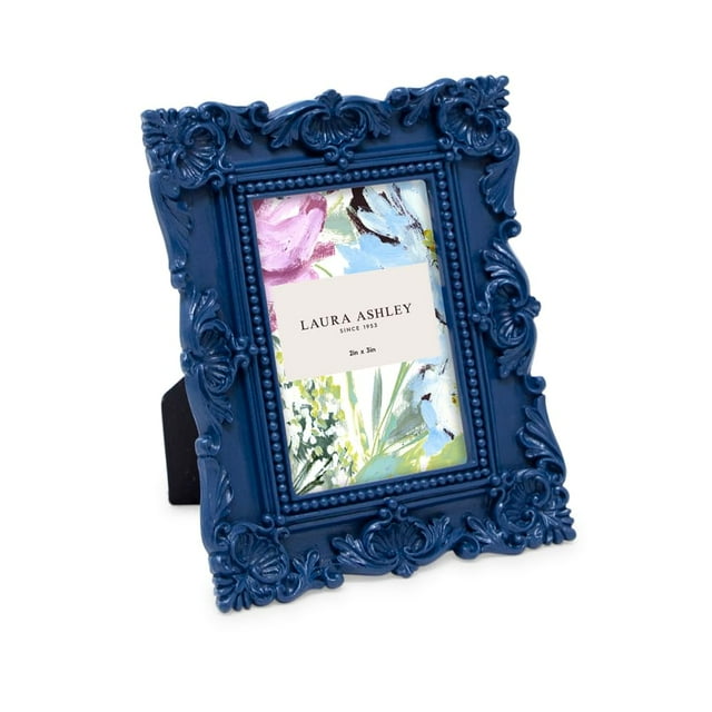 Marco de fotos Laura Ashley 2x3 de resina adornada en azul marino