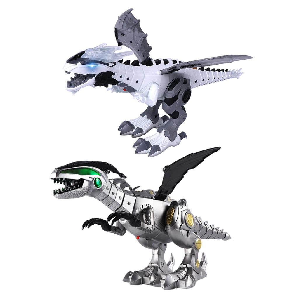Electric Spray Robot Dinosaur Toy for Kids with Red Light and Sounds Gifts White 