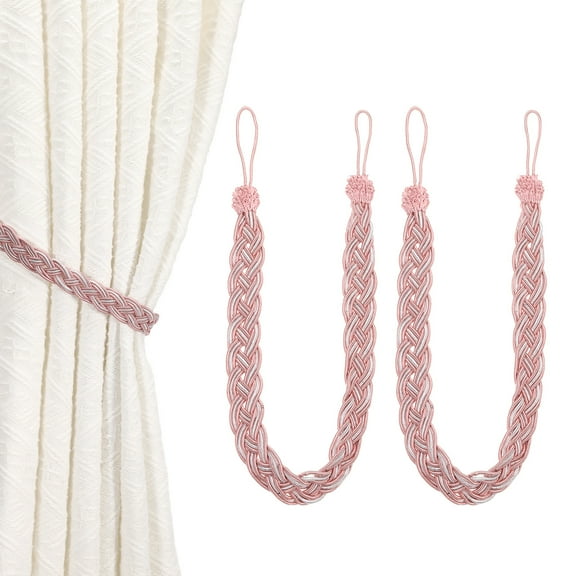 Uxcell 2 Pcs Curtain Tiebacks, 56cm/22 Braided Drapery Holdback Holder Curtain Ties Holdbacks Elegant Window Rope Tie Back, Light Pink