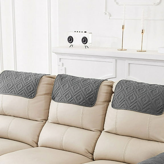 Dznils 3 Pieces Recliner Headrest Covers Polyester Couch Sofa Slipcover Furniture Protector, Gray
