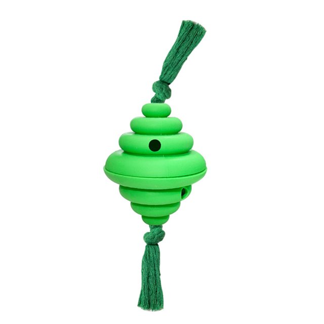 CSChome Dog Toy For Gum Massage Interactive Dog Toy Ball with Rope Honeycomb Shape Multi-functional Food Dispensing Outdoor Play Toy
