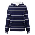 thumbnail image 4 of Enjoytime Women's Fashion Hoodies & Sweatshirts Striped Long Sleeve Crewneck Cute Pullover Tops Lightweight Sweatshirt with Pocket 2025, 4 of 5