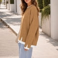 thumbnail image 5 of IUYRTFE Women's Relaxed Crew Neck Sweatshirt Long Sleeve Pullover with Contrast Trim Casual Layered Look Top, 5 of 6