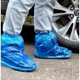 thumbnail image 3 of 10 Pairs Shoe Covers Boot Covers Plastic Disposable Waterproof Shoe Covers for Men and Women Rain Outdoor Indoors Overshoes (Blue), 3 of 9