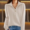 thumbnail image 1 of Suéter de manga larga con cremallera para mujer, ropa informal de otoño e invierno, de color sólido, 1 of 5