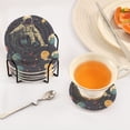thumbnail image 3 of Yayeee 6 PCS Drink Coasters with Holder Set Woven Absorbent Round Tabletop Hot Pad, Astronaut Space, 3 of 7