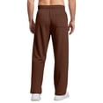 thumbnail image 5 of Dwelliawo Men's Cotton Sweatpants Casual Lounge Straight Leg Sweatpants Open Bottom Drawstring Waist Yoga Running Pant with Pockets Clearance Brown XL, 5 of 7
