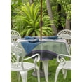 thumbnail image 3 of Outdoor Tablecloths with Umbrella Hole & Zipper, Green Stripes Abstract Round Tablecloth 54 Inch, Geometric Spring Flowers Rustic Waterproof Table Cloth, Patio/Pool/Picnic Table Covers, 3 of 8