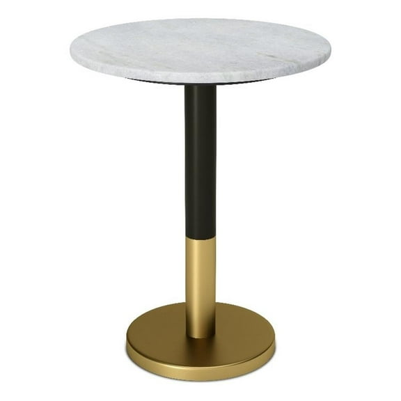 Pemberly Row Modern 16 inch Wide Metal Marble Side Table in White