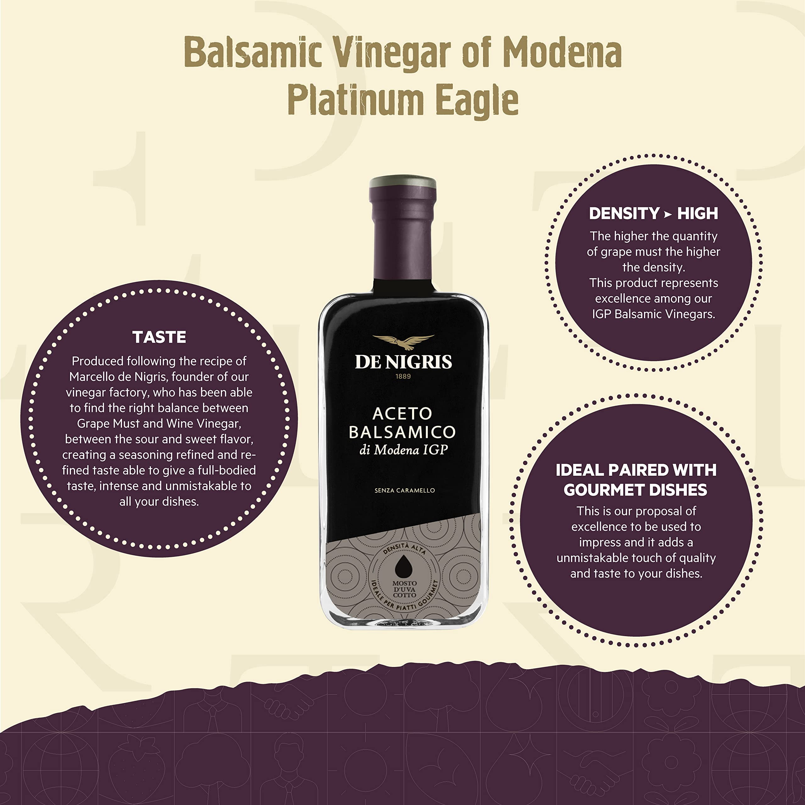 De Nigris balsamic vinegar of Modena Excellence Line Platinum Eagle, 8.5 fl oz (250 ml)