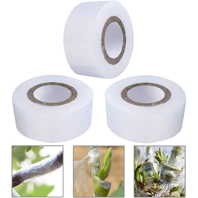 Cinta de injerto para vivero de 100m, 3 rollos, 3cm, película de injerto de floristería de árbol transparente autoadhesiva elástica para árbol de jardín
