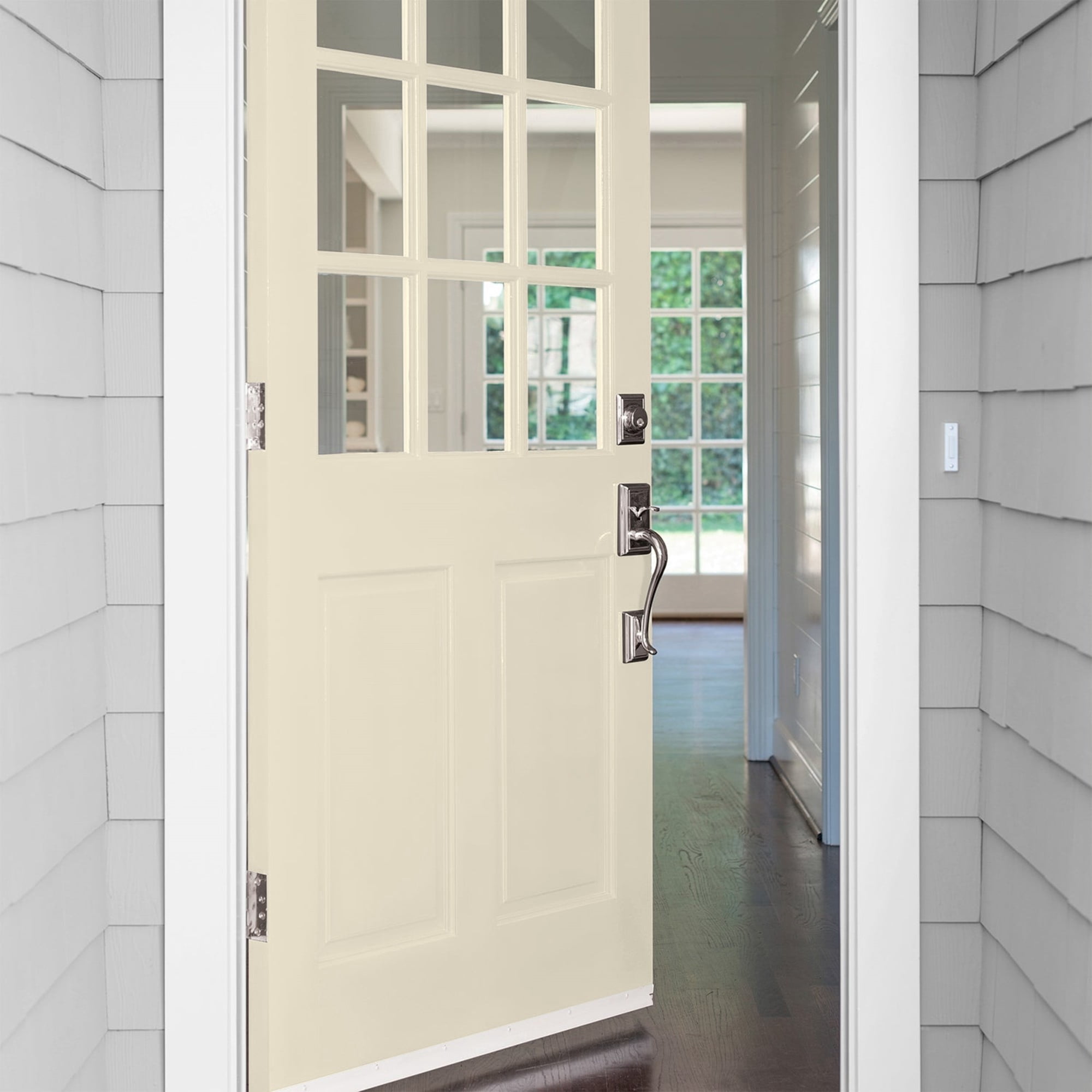 Glidden HEP Sugar Cookie / Off-White Satin Exterior Paint with Primer, 1 Gallon