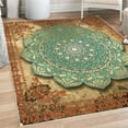 thumbnail image 1 of Ethnic Decorative Rug, Mystic Mandala Culture Karma Calmness and Harmony Boho Design, Quality Carpet for Bedroom Dorm and Living Room, 6 Sizes, Turquoise Ecru, by Ambesonne, 1 of 4