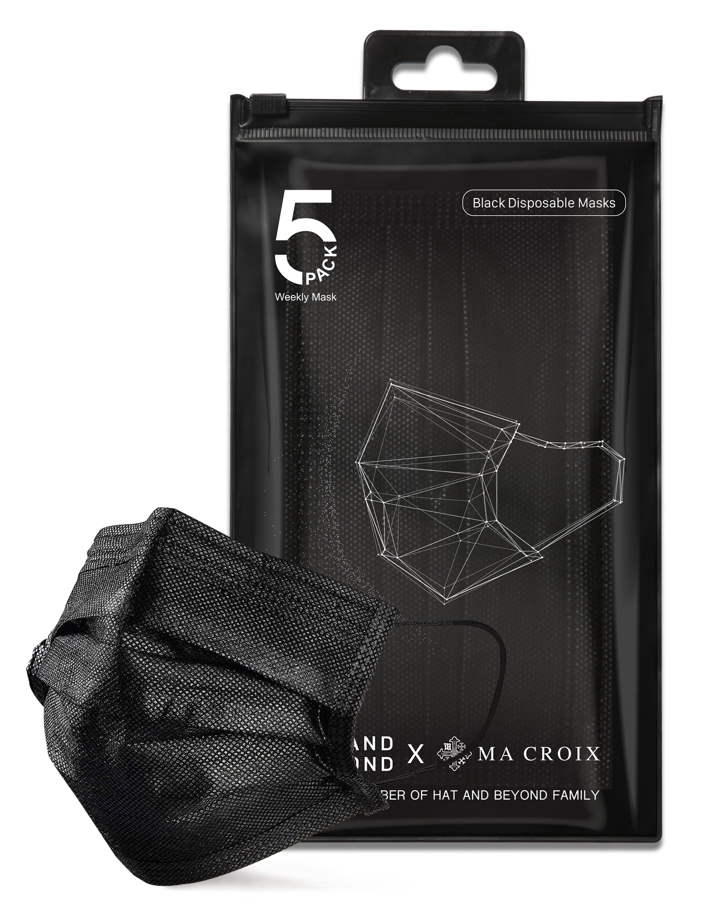 Ma Croix 15pcs Premium Disposable 3-Ply Black Face Masks