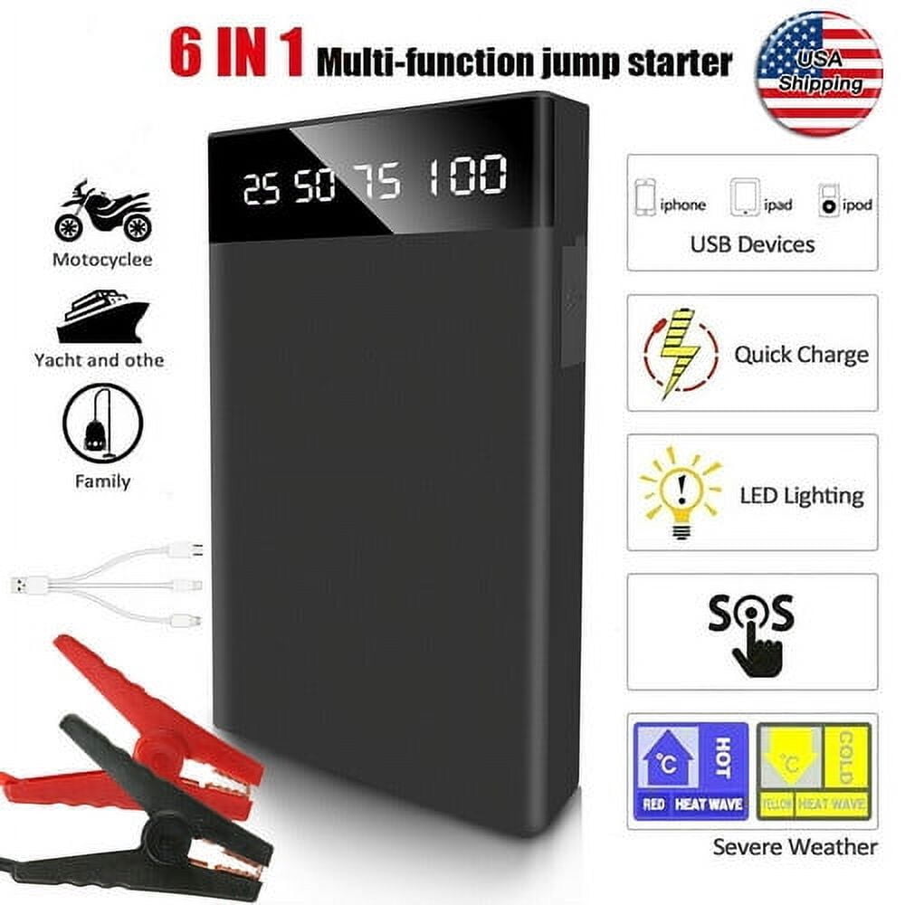 Audessy Car Jump Starter Slim 20000mAh Portable Engine Battery Jumper Charger Power Bank,Black