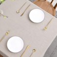 thumbnail image 3 of Qucyy Faux Linen Tablecloth with Slubby Yarn Textured Weaves Wrinkle Free Anti-Shrink Soft Table Cloth for Kitchen Dining Tabletop for Outdoor and Indoor Use Rectangle 60 x 84 Inch Natural, 3 of 5
