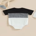 thumbnail image 4 of Barboteuse Chemise Décontractée à Rayures à Manches Courtes avec Poche pour Bébés Garçons Filles, Combinaisons Justaucorps, 4 of 7