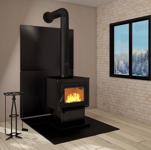 Stove Board - 32" x 28", Black, Steel - Fire Board for Wood Stoves, Pellet Stove Hearth Pad and Heat Protection