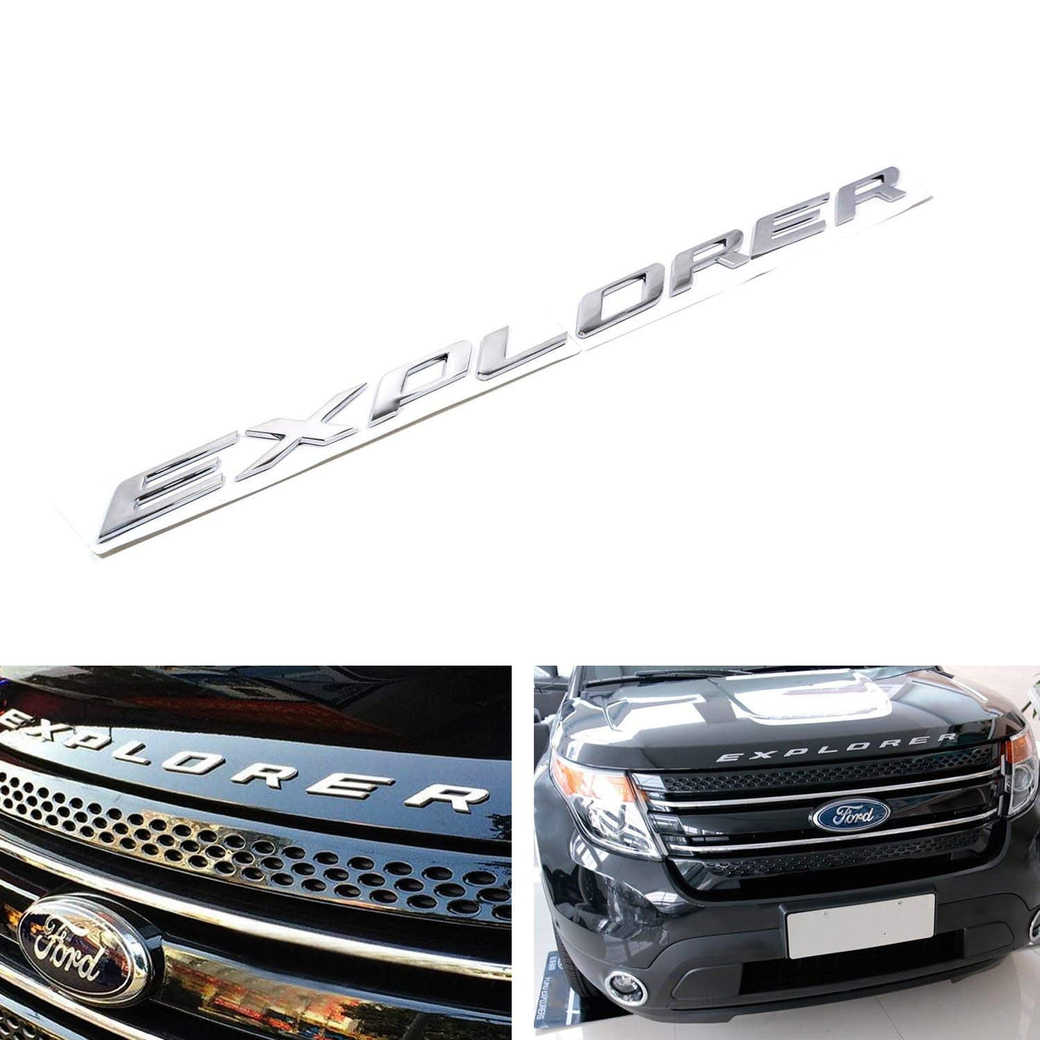 1 Set Sporty Chrome Silver Front Hood Fender 3D Letters EXPLORER Car Stickers For Ford 2011-2019 