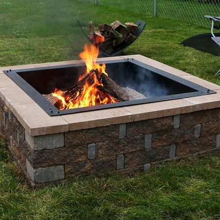 Sunnydaze Large Square Fire Pit Ring Insert, DIY Firepit Rim Liner Above or In-Ground, Outdoor Heavy Duty 2.0mm Steel, 42-Inch Square Outside, 36-Inch Square Inside