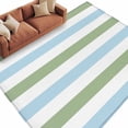thumbnail image 2 of Geometric Sage Washable Living Room Rugs 5'x7', Green and Blue Stripes Low Pile Throw Large Area Rugs Non-Slip Sturdy Edge Binding Carpet for Dining Room Bedside Kitchen, 2 of 9