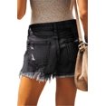 thumbnail image 3 of Pantalones cortos de mezclilla MODARANI negros con corte de mezclilla de talle medio para mujer, 3 of 4