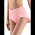 thumbnail image 3 of Ropa Interior Triangular Transpirable de Color Sólido para Mujer, Cintura Alta, Control de Abdomen y Levantamiento de Cadera. Rosa M, 3 of 9