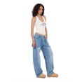 thumbnail image 2 of Forever 21 Women's Blue Barrel-Leg Cargo Jeans, Wide Barrel Silhouette for Everyday Casual Wear, Size 12, 2 of 6