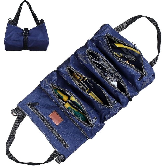 Juego de herramientas de jardinería Yjmei, bolsa de jardín (azul) con múltiples bolsillos para juego de herramientas de jardinería, bolsa para herramientas de jardinería