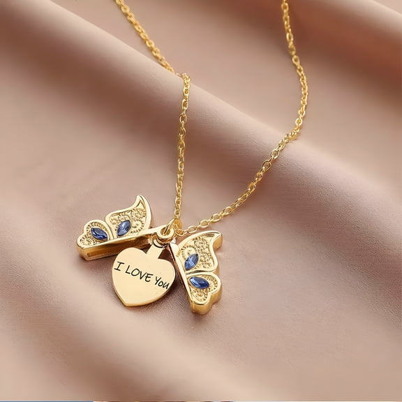 DESIGNICE Gifts for Mom Mom Necklaces Heart Butterfly Pendant Mother Gifts from Daughter Son Birthday for Mom Women