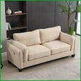 thumbnail image 4 of Modern Khaki Linen 79'' 3-Seat Sofa with USB/Type-C Ports - Upholstered Couch for Living Room & Office, 4 of 15
