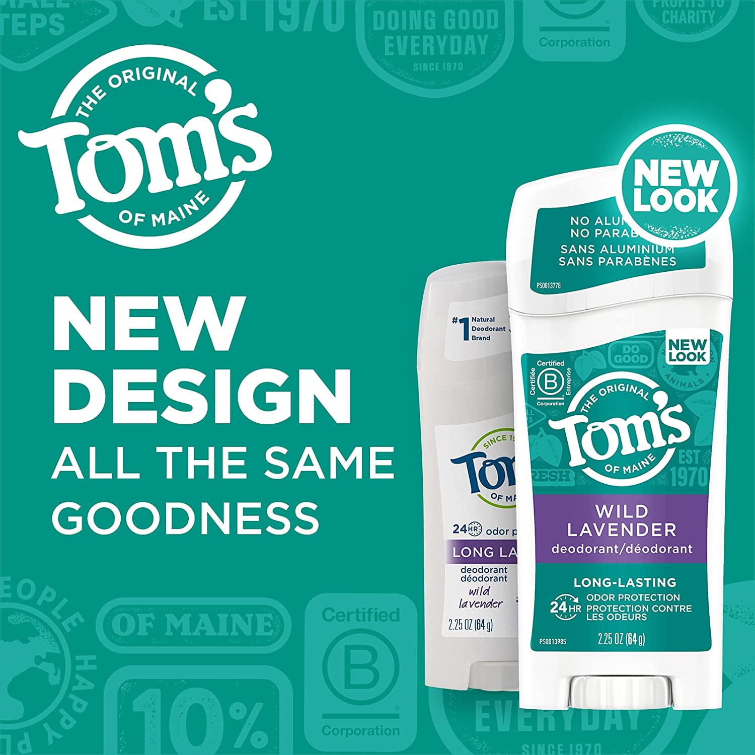 Tom's of Maine Long Lasting Natural Deodorant Stick - Lavender - 2.25oz - Pack of 6