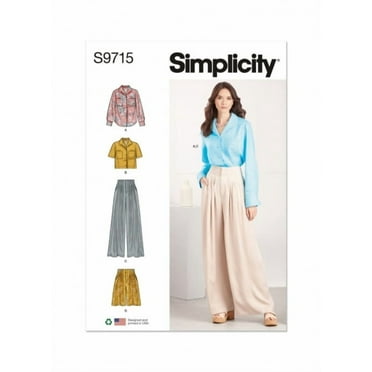 Simplicity Sewing Pattern 9715 Tops, Shirts, Trousers, Shorts Y5 18-20-22-24-26