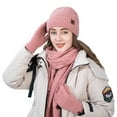 thumbnail image 6 of Winter Beanie Hat Scarf Gloves Set for Women Men Warm Wool Beanie Long Scarf Neck Warmer Touchscreen Gloves 3 in 1 Set, 6 of 6