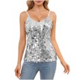 thumbnail image 2 of UQJfacai Womens Sequin Sleeveless Sparkly Tank Tops V-Neck Strappy Glitter Shimmer Slim Fitted Party Shirt Rave Outfits, 2 of 9
