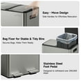 thumbnail image 4 of mVm 16 Gal Dual Compartment Trash Can, Stainless Steel Trash Can with Recycling Bin for Kitchen Home Office (Gray), 4 of 7