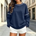 thumbnail image 3 of ClodeEU Women's Crew Neck Long Sleeve Sweatshirt with Contrast Stitching ,Casual Loose Pullover Top ,Women's S-XXL, 3 of 9