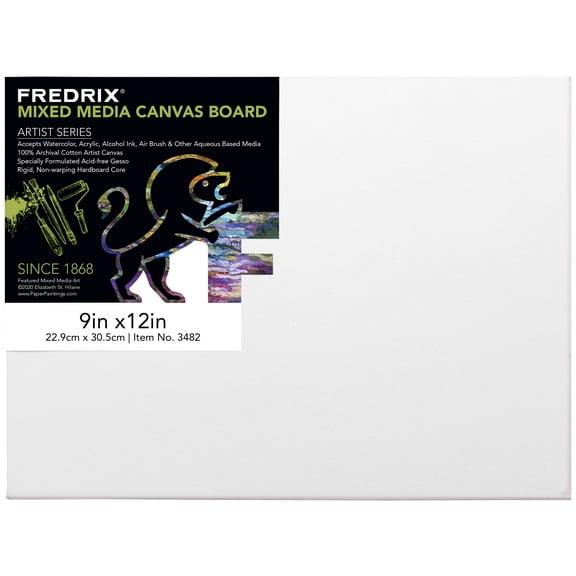 FREDRIX Artist Series Primed Mixed Media Archival Canvas Board, 9" x 12"