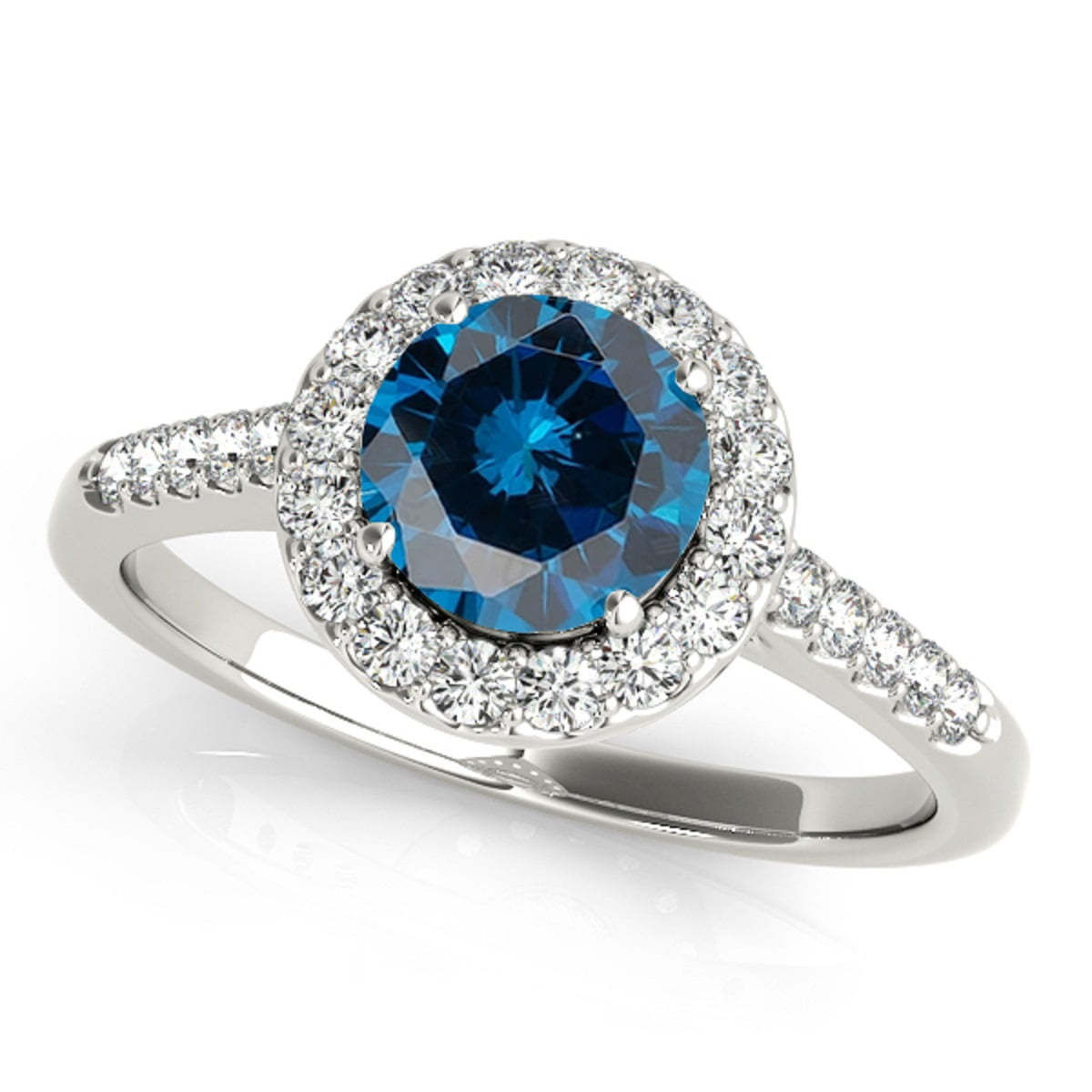 Aonejewelry 1.30 Ct. Halo Blue Diamond Engagement Ring Crafted In 14k White Gold