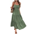 thumbnail image 2 of Nmnitkp Summer Dresses for Women Sleeveless Spaghetti Strap Backless Tiered Maxi Dress, Casual Summer Beach Vacation Dress with Back Bow, Waist Tie & Flowy Ruffle Hem Dress Green,L, 2 of 6
