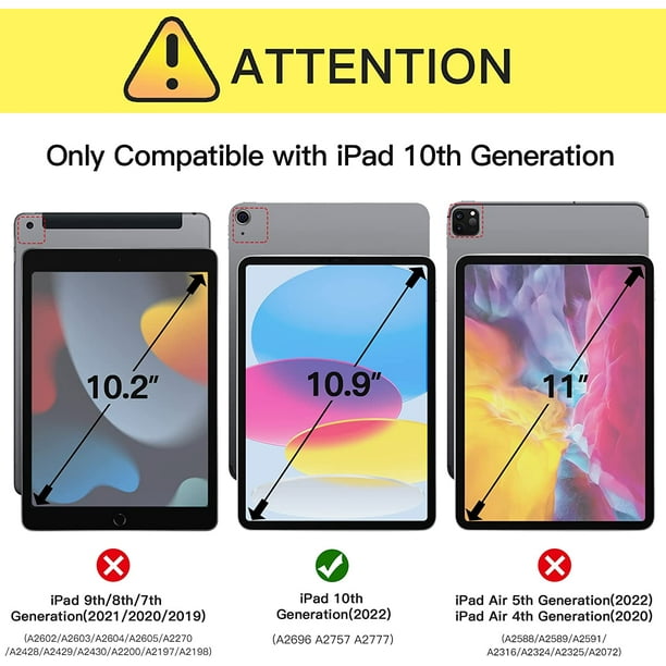 Coque pour iPad 10e génération, 2022 pouces, protection intelligente pour  tablette, veille/réveil, 10.9