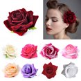 thumbnail image 5 of ✪ Women Velvet Cloth Rose Hair Clip Simulation Artificial Flower Corsage Brooch Pin Wedding Party Flamenco Dancer Hair Accessories, 5 of 16