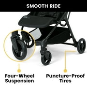 Jeep Altitude Compact Travel Stroller by Delta Children – Greenguard Gold Certified, Easy One Hand Fold, Lightweight, Extendable Canopy with Peek-a-Boo Window, 4 Wheel Suspension, Black