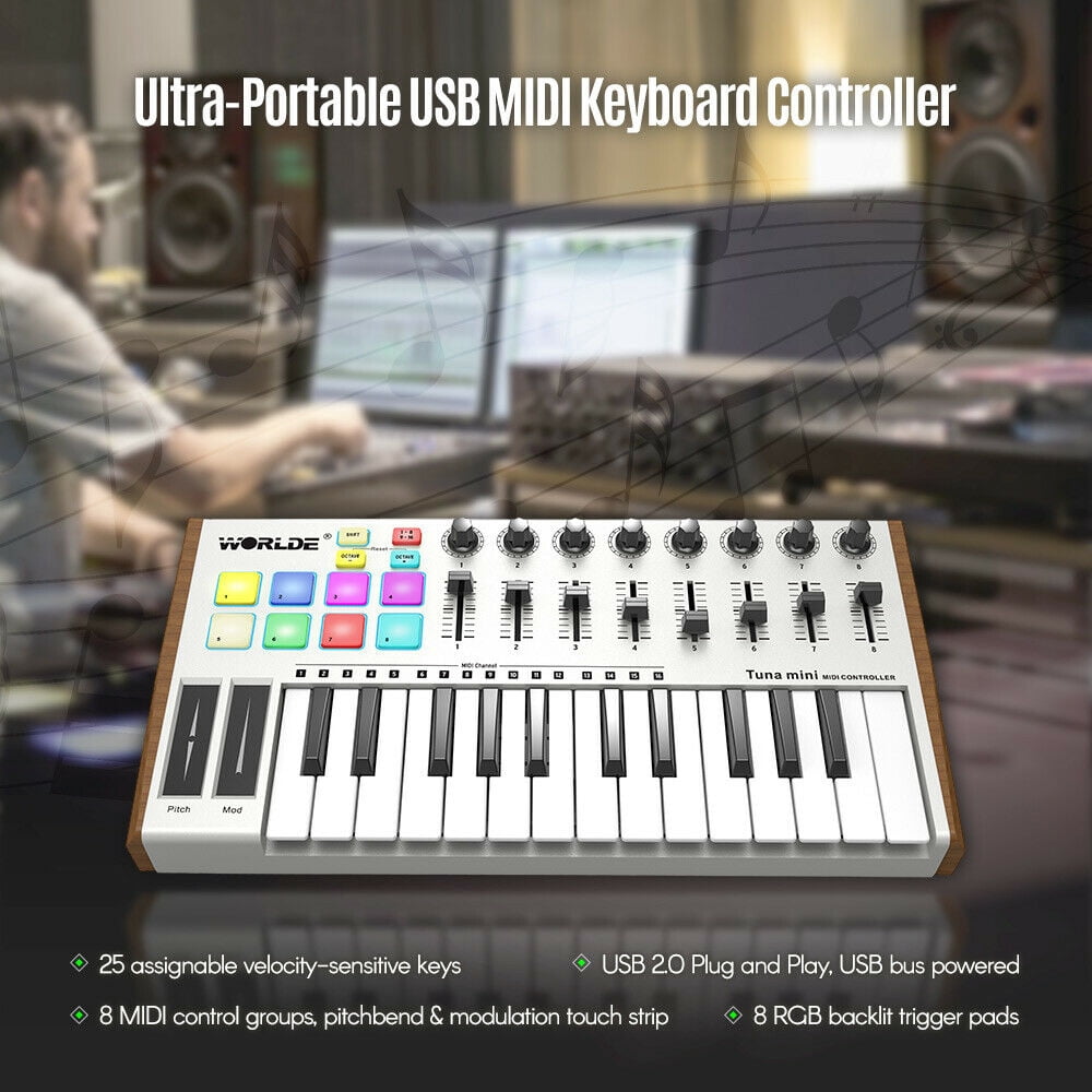 MIDI keyboard,Pads With 6.35mm With 6.35mm Pedal Midi 8 Pads Usb Midi 25-key 8 Pads With Iuppa Midi Huiop Usb Laoshe Midi Qisuo Tuna