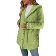 thumbnail image 2 of QSAWXQZ Jacquard Fuzzy Mid Length Coat for Women Long Sleeve Hooded Button Down Warm Outerwear Cardigan Jacket Green 3XL, 2 of 8