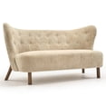 thumbnail image 5 of Aukfa 57.87" Armless Chenille Loveseat Chair, Upholstered Settee Bench with Backrest for Dining Room, Living Room & Bedroom,Camel, 5 of 8