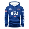 thumbnail image 2 of Men's Loose Fit Print Hooded Sweatshirt, USA UNITED STATES Flag Graphic Oversized Casual Fleece Pullover,Royal Blue,2XL, 2 of 4