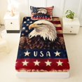 thumbnail image 3 of Manfei Retro Eagle Twin Sheets,Vintage Stars Usa Flag Bedding,Brown Red Navy,3-Piece,1 Fitted Sheet and 1 Pillowcase, 3 of 6