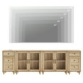 thumbnail image 2 of Farmhouse Sideboard Buffet Cabinets with 4-Glass Door, Kitchen Storage Cabinets with Charging Station, Wooden Coffee Bar Table with Adjustable Shelf & 2 Drawers for Dining Room, Living Room, Oak, 2 of 9