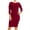 Burgundy, variant on Women's Basic Casual Plus Size Stretch 3/4 Sleeves Solid Slim Fit Bodycon Midi Dress